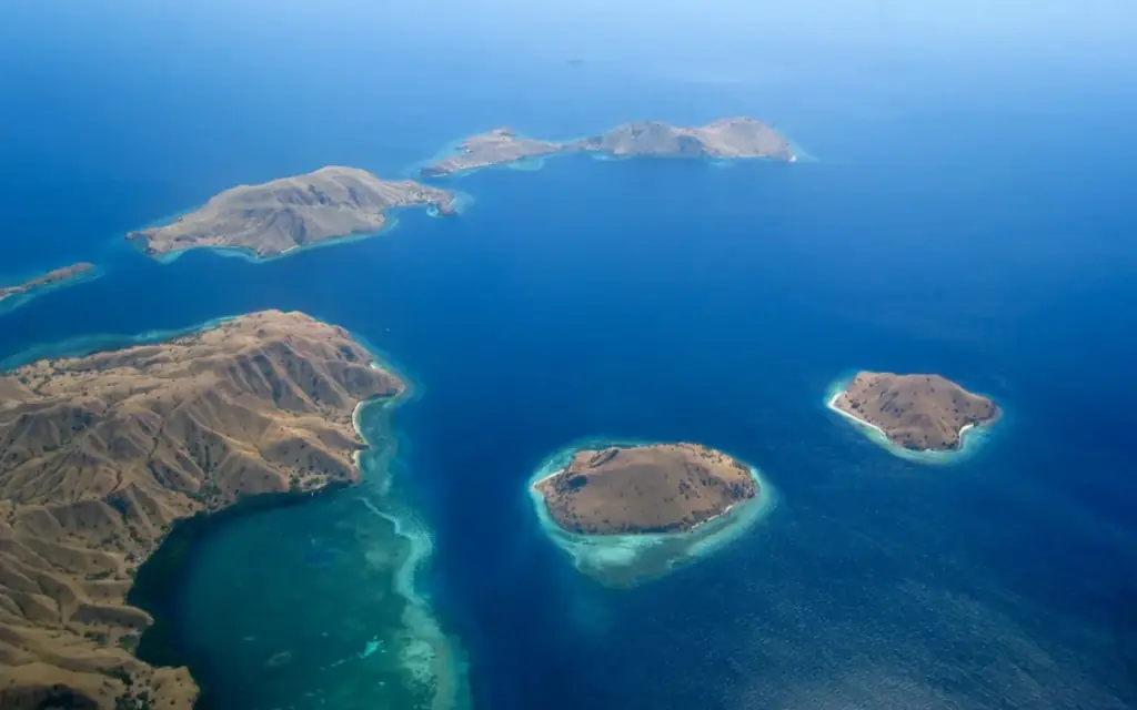 Aerial view of the northern tip of Komodo Island.