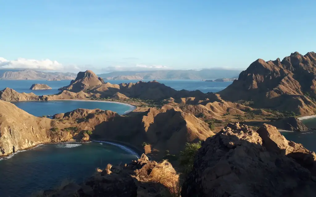 The ridge and bays of Padar Island inside Komodo National Park.
